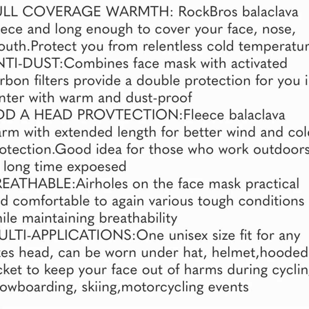 Ski Mask Balaclava Winter Mask for Men Baclava Cold Weather Thermal